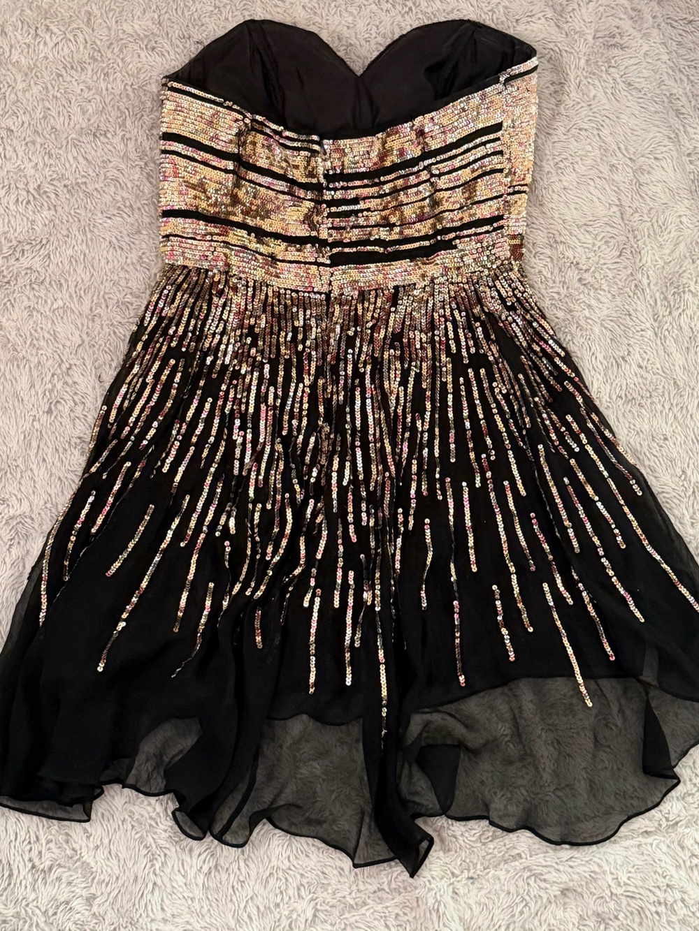 Sherry Hill Strapless Black Dress with Gold Sequin Bodice - Picture 7 of 8